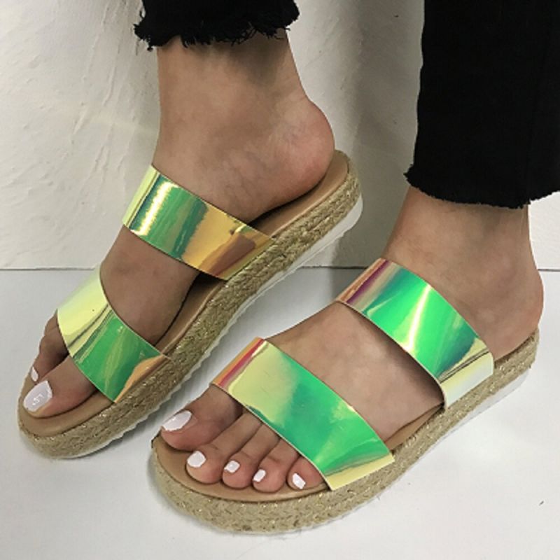 Bequeme Rutschfeste Espadrille-plateau-sandalen Mit Doppeltem Farbverlauf Für Damen