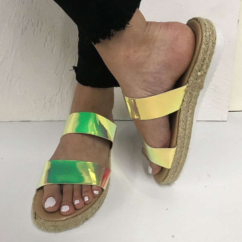 Bequeme Rutschfeste Espadrille-plateau-sandalen Mit Doppeltem Farbverlauf Für Damen