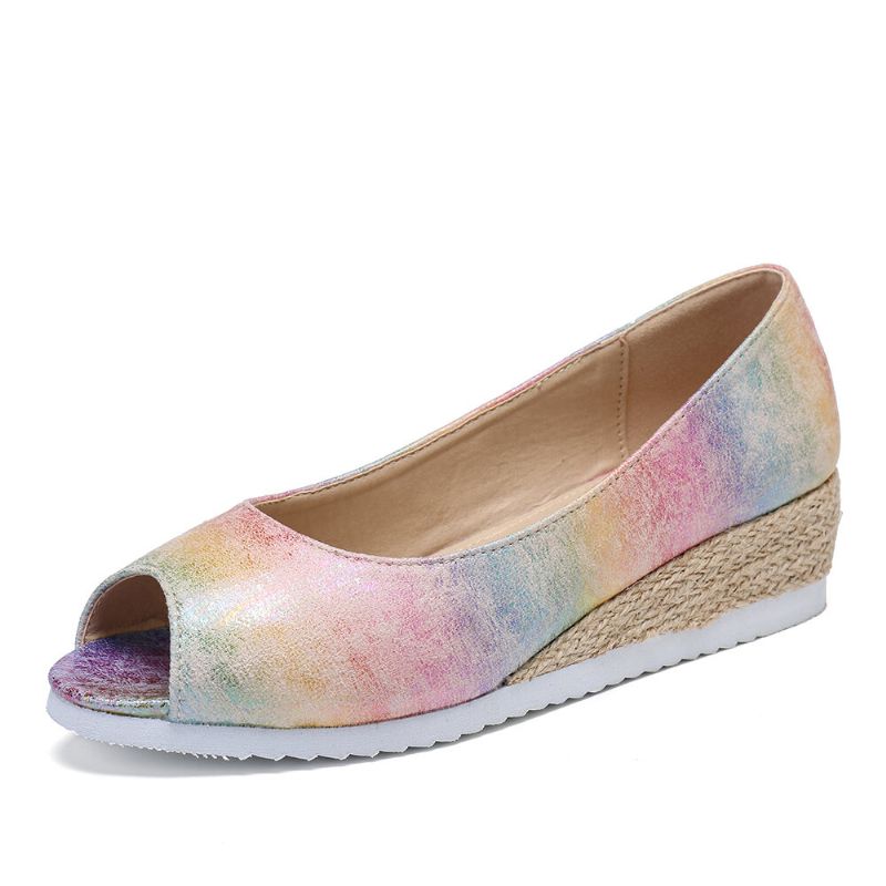 Bunte Espadrille-damen Bequeme Keil-peep-toe-plattformen