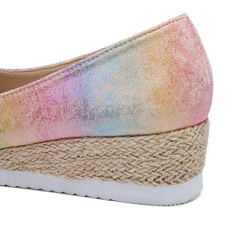 Bunte Espadrille-damen Bequeme Keil-peep-toe-plattformen