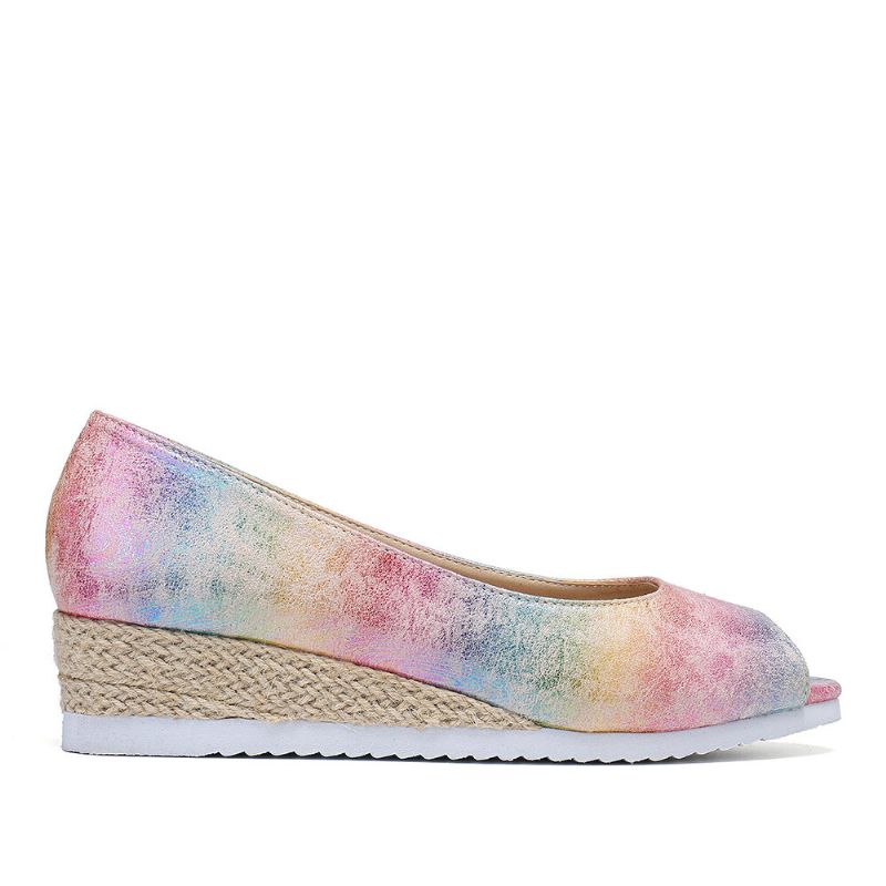 Bunte Espadrille-damen Bequeme Keil-peep-toe-plattformen