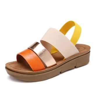 Damen Colorblock Cross Elastische Riemen Plateausandalen