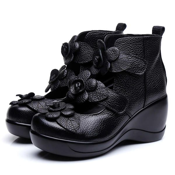 Damen-echtleder-blumen-retro-klettverschluss-platporm-schuhe