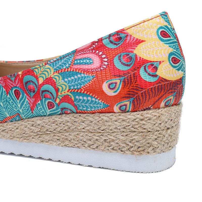 Damen-espadrille Bequeme Keil-peep-toe-slip-on-plattformen