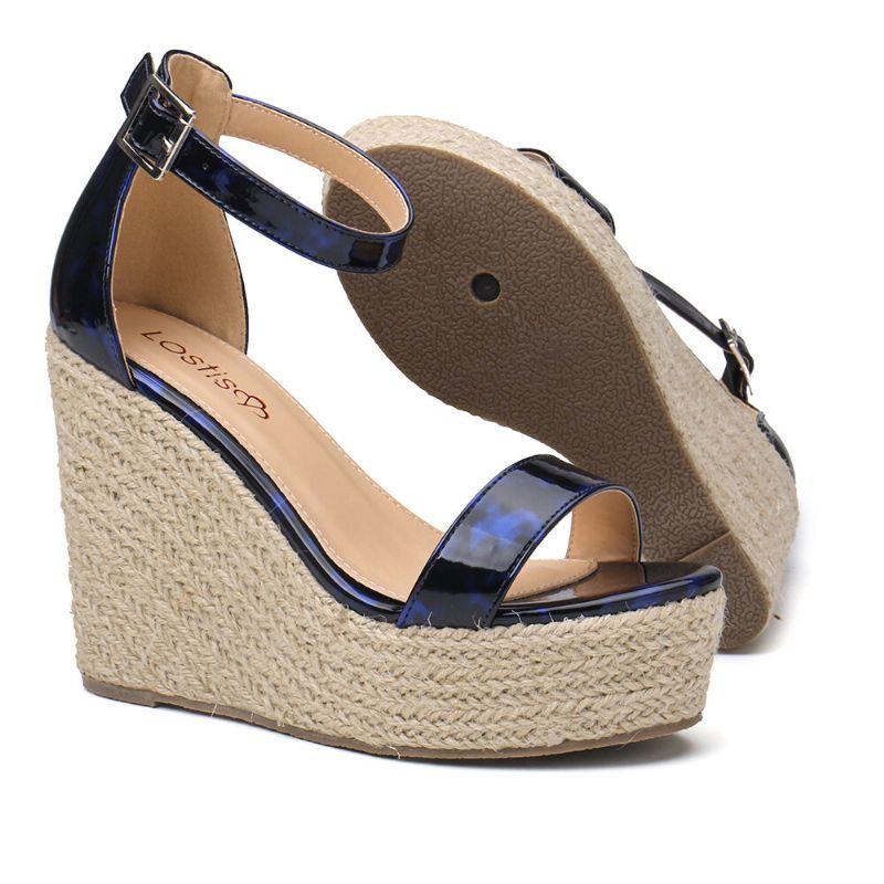 Damen-espadrille-plateau-sandalen Mit Leopardenmuster