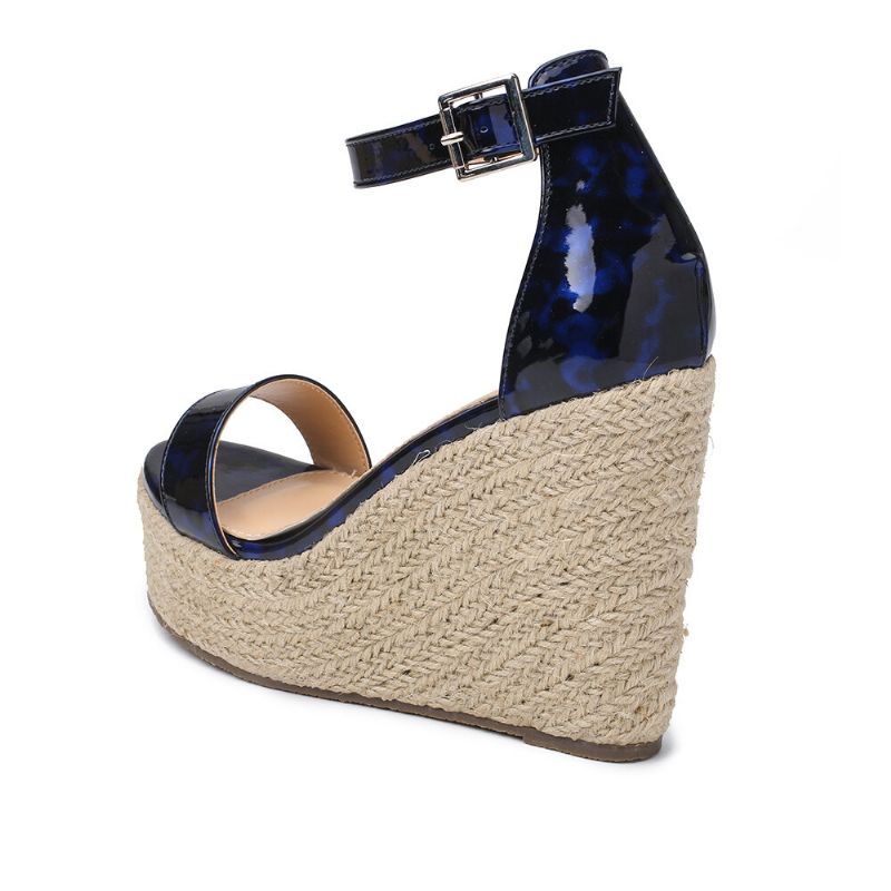 Damen-espadrille-plateau-sandalen Mit Leopardenmuster