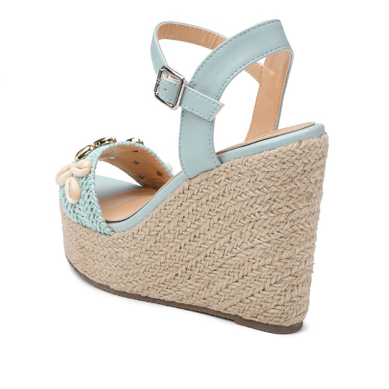 Damen Espadrille-plateau-sandalen Mit Schnalle