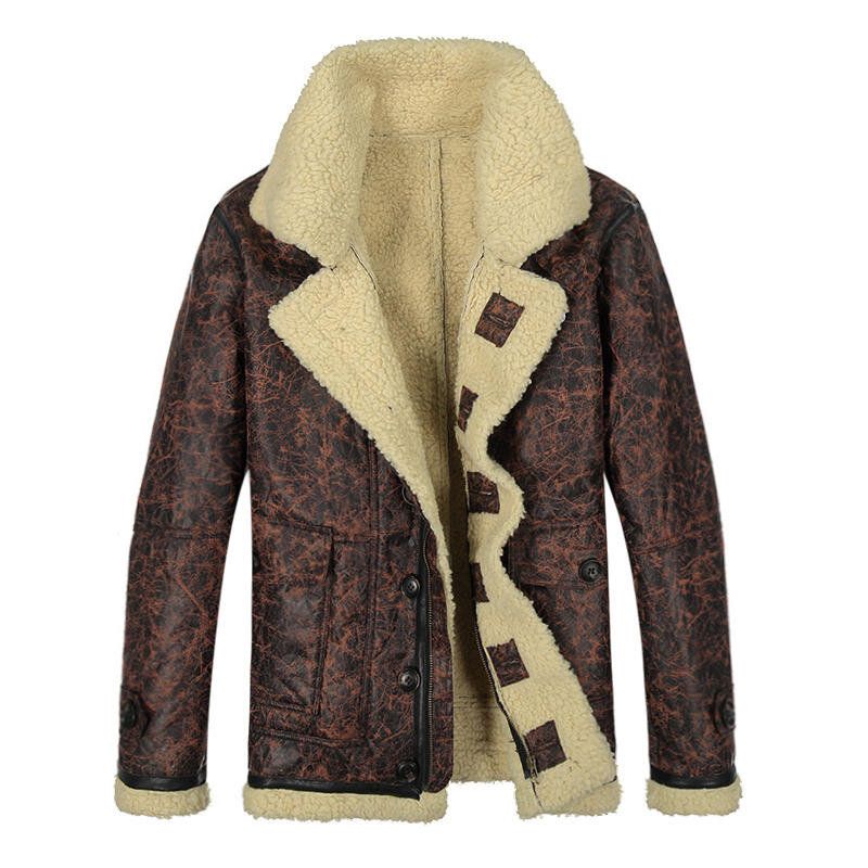 Charmkpr Bikerjacke Für Herren Große Tasche Shearling-kunstleder