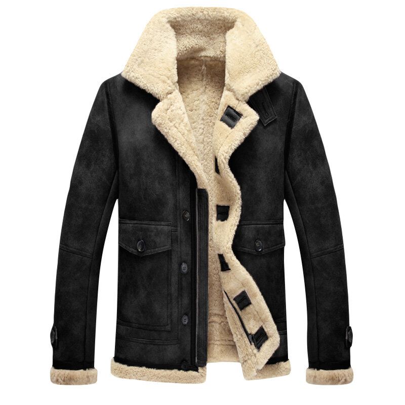 Charmkpr Bikerjacke Für Herren Große Tasche Shearling-kunstleder