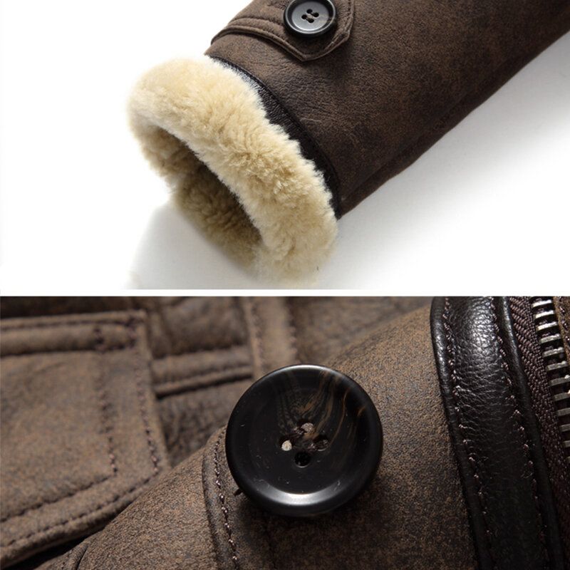 Charmkpr Bikerjacke Für Herren Große Tasche Shearling-kunstleder