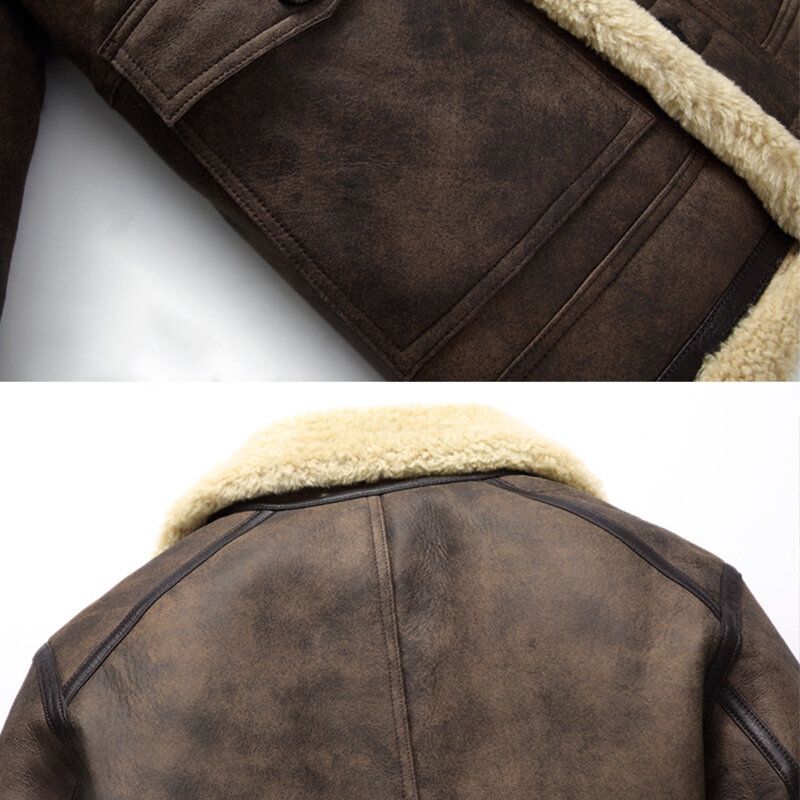 Charmkpr Bikerjacke Für Herren Große Tasche Shearling-kunstleder