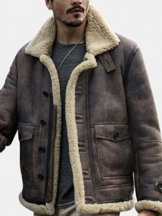 Charmkpr Bikerjacke Für Herren Große Tasche Shearling-kunstleder