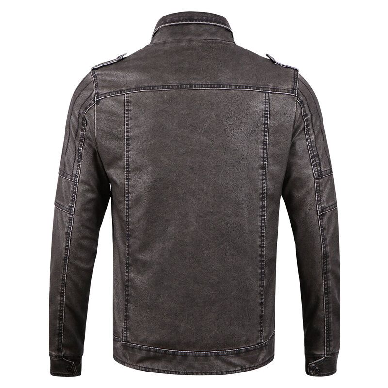 Winter-fleece-warme Pu-kunstleder-motorrad-bikerjacke