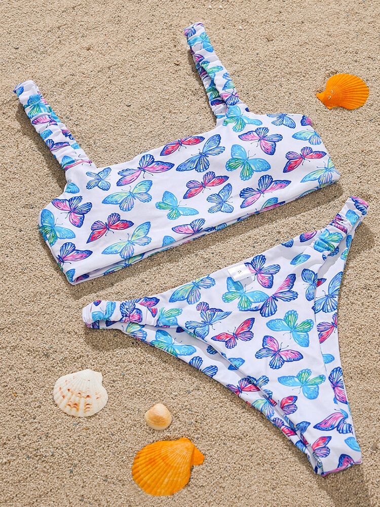 Animal Butterfly Print Gepolsterter Bikini Holiday Beach Badeanzüge Für Damen