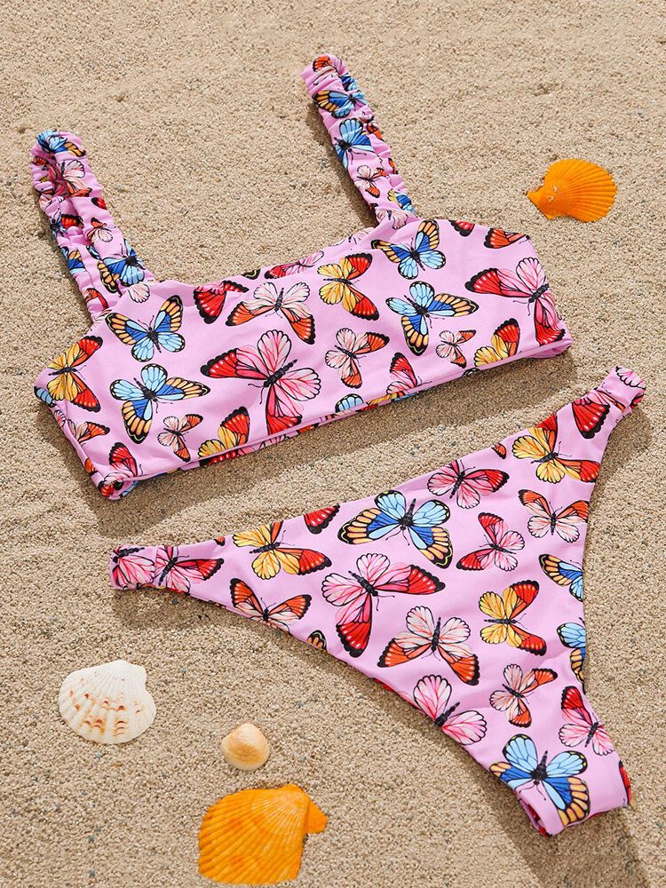 Animal Butterfly Print Gepolsterter Bikini Holiday Beach Badeanzüge Für Damen