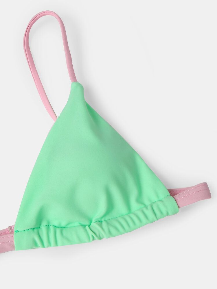 Damen-patchwork-spaghetti-träger Rückenfreier Tanga-bikini