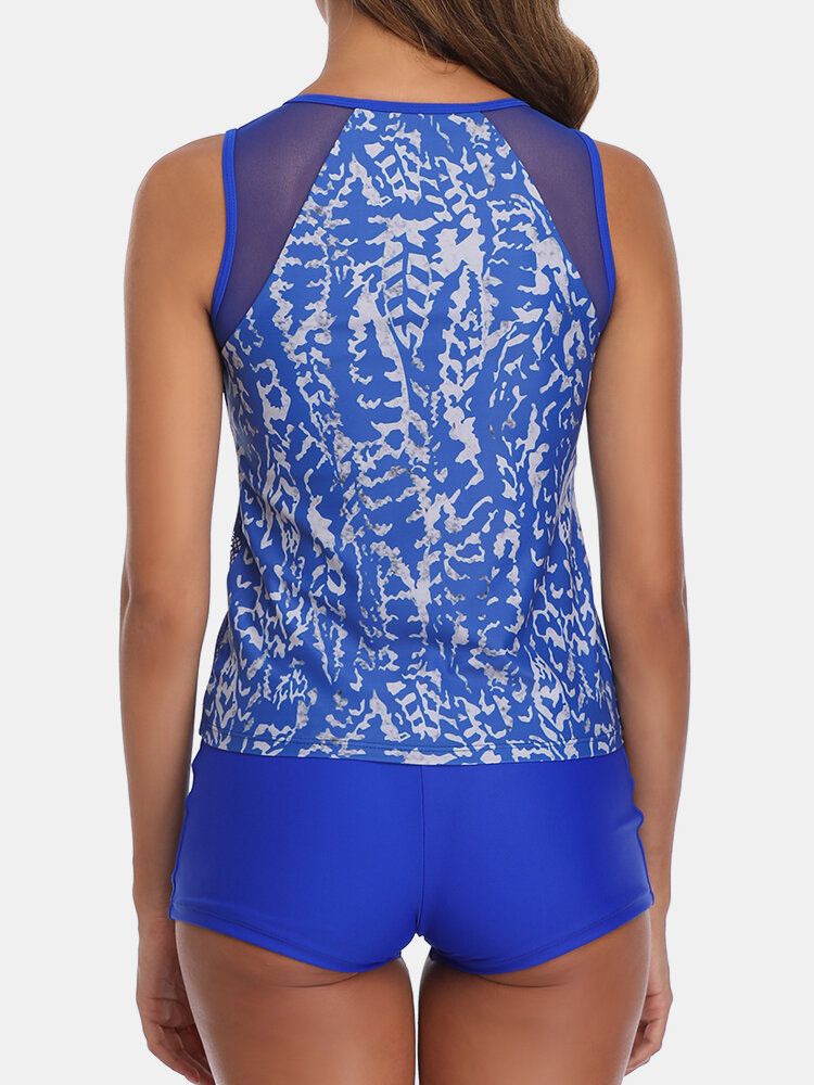 Frauen-druck-spitze-tankini-abdeckungs-bauch-hawaii-strand-badeanzüge