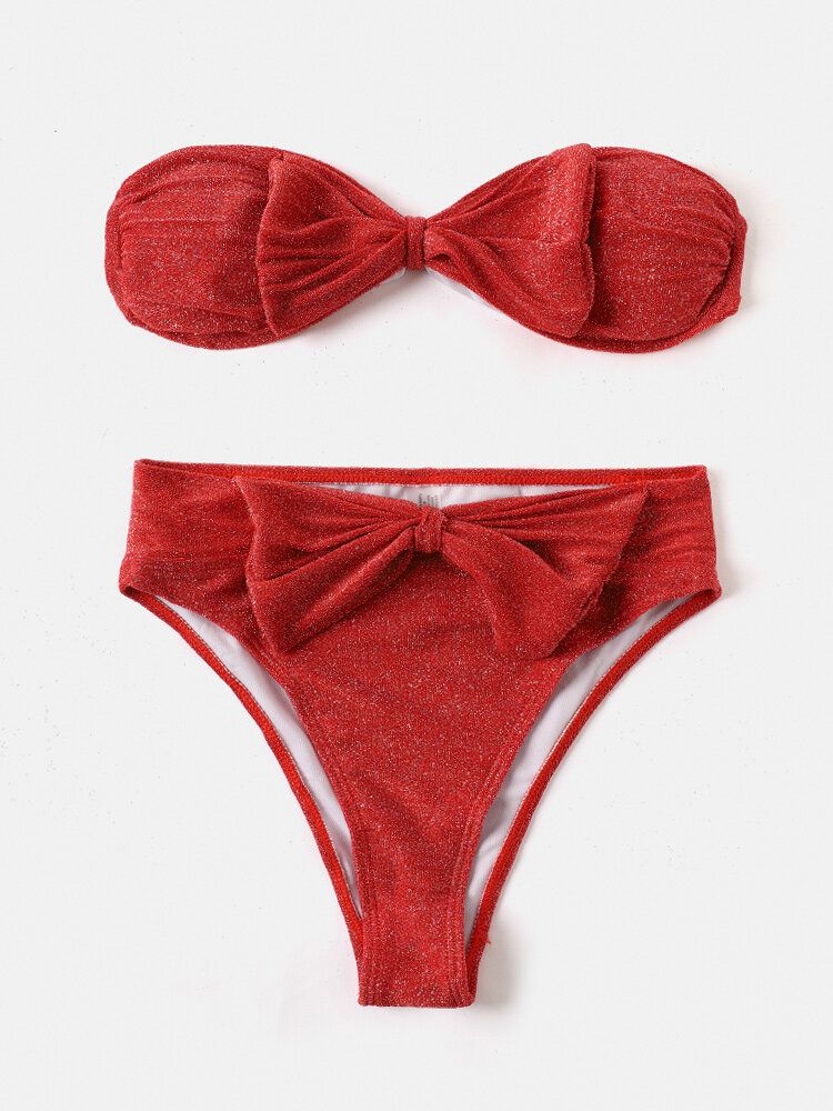 Frauen Große Bowknot Wireless Back Closure Bandeau Bikinis Bademode