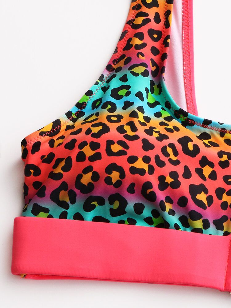 Frauen-leopard-patchwork-frontreißverschluss-bikini-rückenfreie Badebekleidung