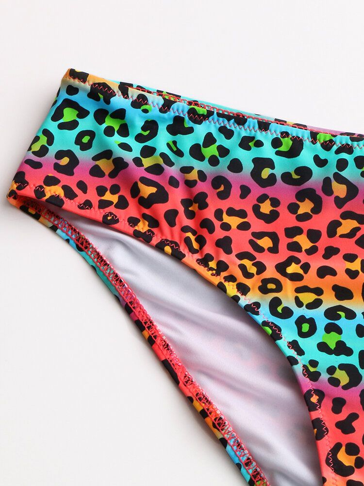 Frauen-leopard-patchwork-frontreißverschluss-bikini-rückenfreie Badebekleidung