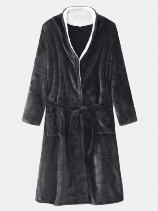 Herren Flanell Verdicken Thermische Warme Winterpyjamas Nachtwäsche Robe Mit Tasche