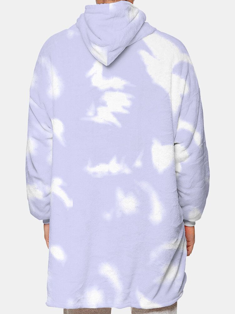 Herren-hoodie Mit Tie-dye-print Fleece Gefüttert Dicker Lockerer Hoodie Mit Kängurutasche