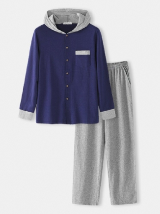 Herren-modalstrick-langarm-kapuzenoberteil Lässiges Lounge-pyjama-set Mit Elastischer Taille