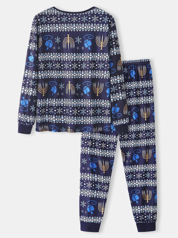 Herren-nachtwäsche Mit Weihnachtlichem Elementdruck Joggerhose Lockeres Lounge-pyjama-set