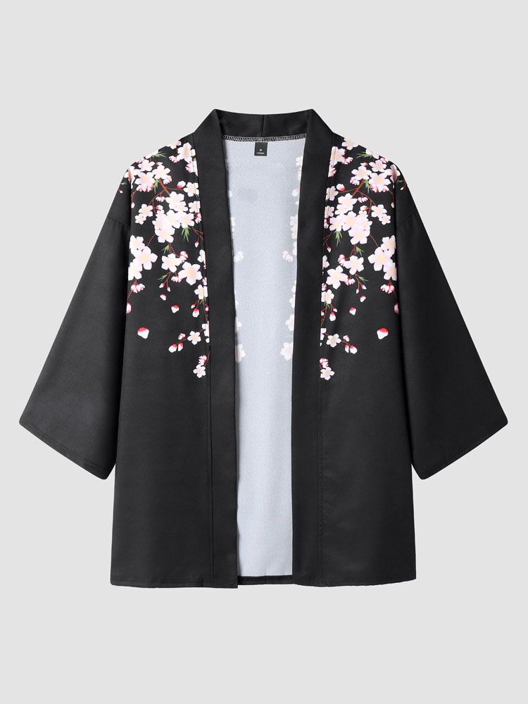 Offener Kimono Mit Blumenmuster Für Herren Lockere Zweiteilige Outfits