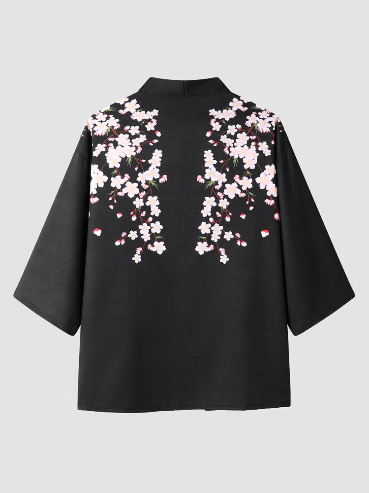 Offener Kimono Mit Blumenmuster Für Herren Lockere Zweiteilige Outfits