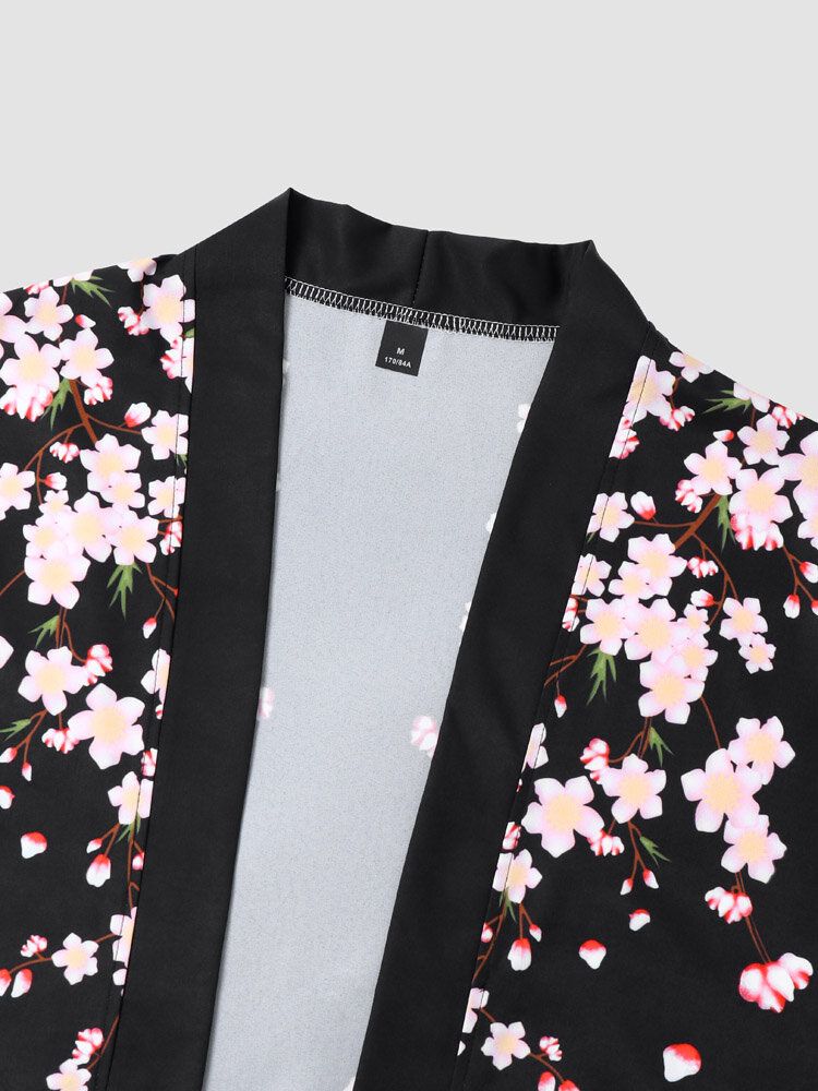 Offener Kimono Mit Blumenmuster Für Herren Lockere Zweiteilige Outfits