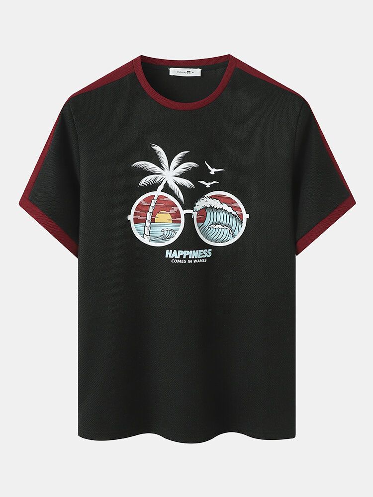 Zweiteilige Zweiteilige Strick-outfits Mit Wellenlandschaft-slogan-print Und Kontrast-urlaub Für Herren