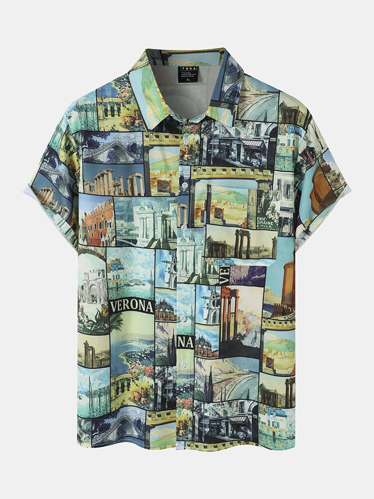 Zweiteilige Urlaubs-outfits Mit All Over Attractions Scenery Graphics-print Für Herren