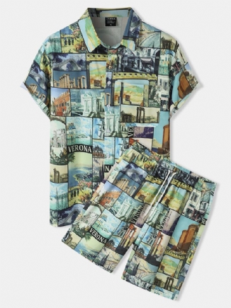 Zweiteilige Urlaubs-outfits Mit All Over Attractions Scenery Graphics-print Für Herren