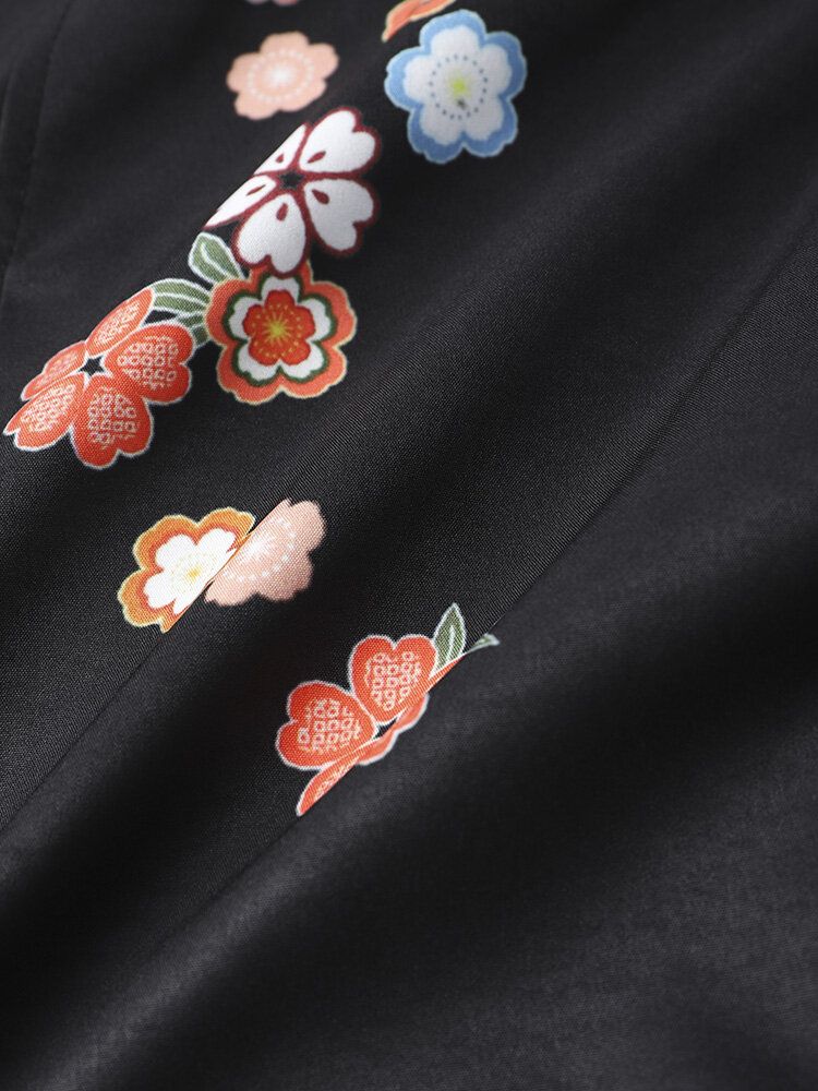 Zweiteiliger Kimono Mit Blumenmuster Und Offener Vorderseite Für Herren