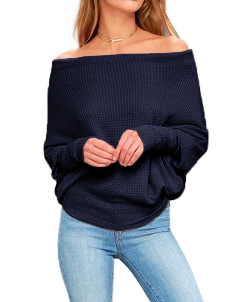 Damen Off-shoulder Strickpullover Pullover Lose Pullover Tops