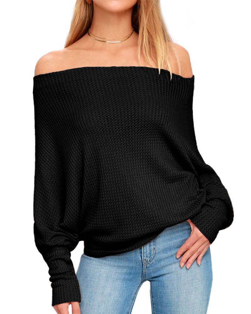 Damen Off-shoulder Strickpullover Pullover Lose Pullover Tops