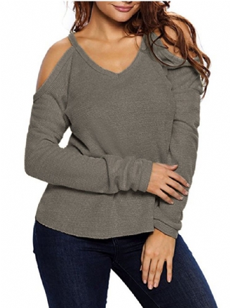 Damen-pullover Mit V-ausschnitt Schulterfrei Langarm-pullover Für Damen