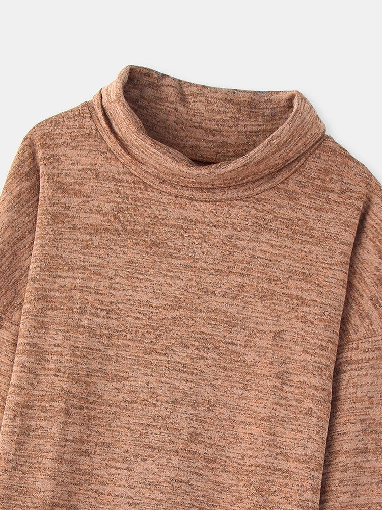 Damen-strickpullover Mit Stehkragen Und Langen Ärmeln Lässig Mit Tasche