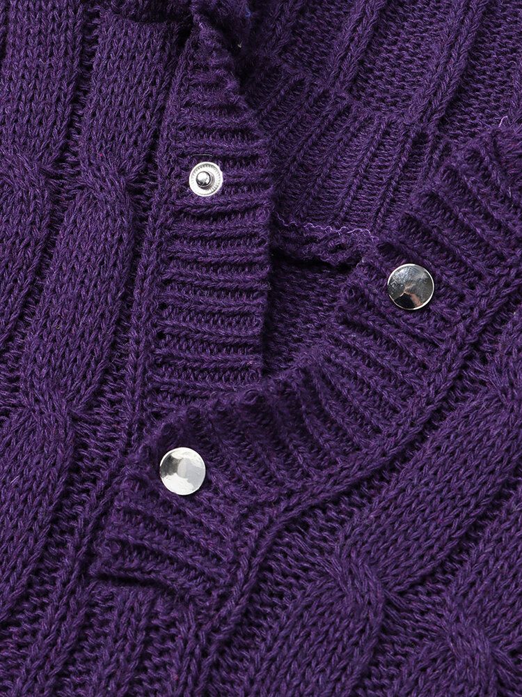 Einfarbige Langarm-strickpullover Mit Kapuze Für Herren Mit Zopfmuster