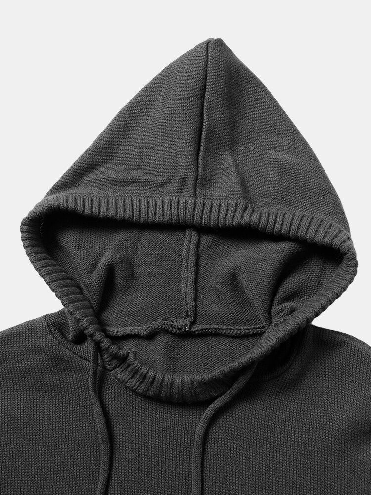 Einfarbiger Herren-pullover Mit Ausgeschnittenen Ärmeln Und Kapuze