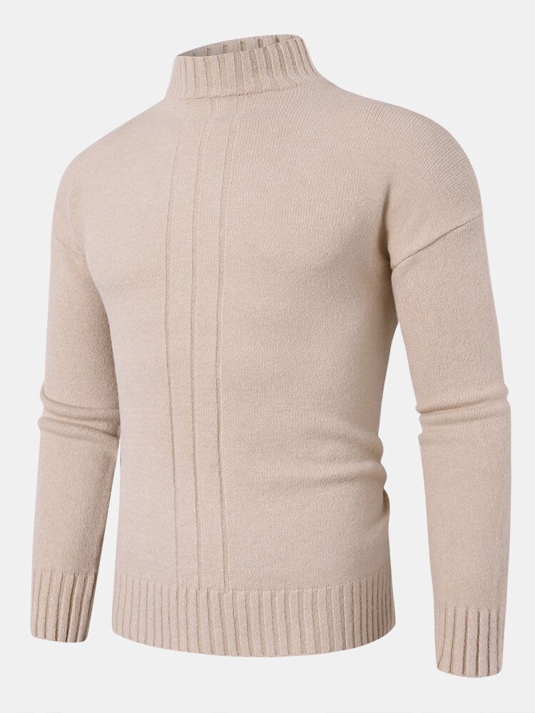 Einfarbiger Langarm-sweater Mit Stehkragen Für Herren