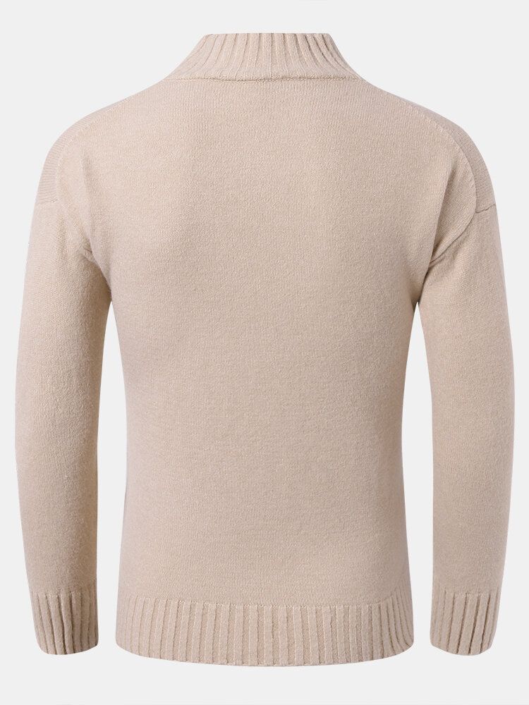 Einfarbiger Langarm-sweater Mit Stehkragen Für Herren