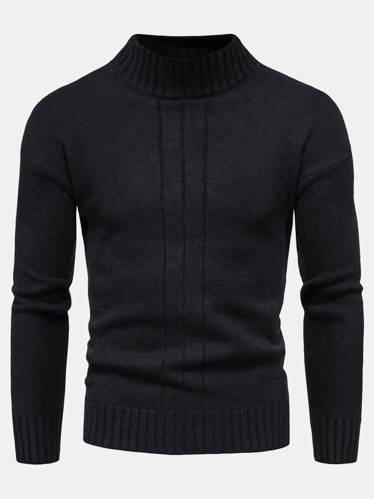 Einfarbiger Langarm-sweater Mit Stehkragen Für Herren