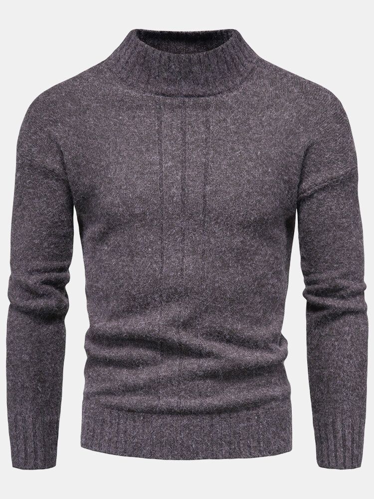 Einfarbiger Langarm-sweater Mit Stehkragen Für Herren