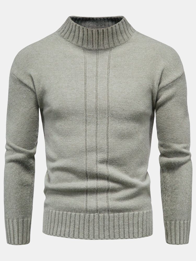 Einfarbiger Langarm-sweater Mit Stehkragen Für Herren