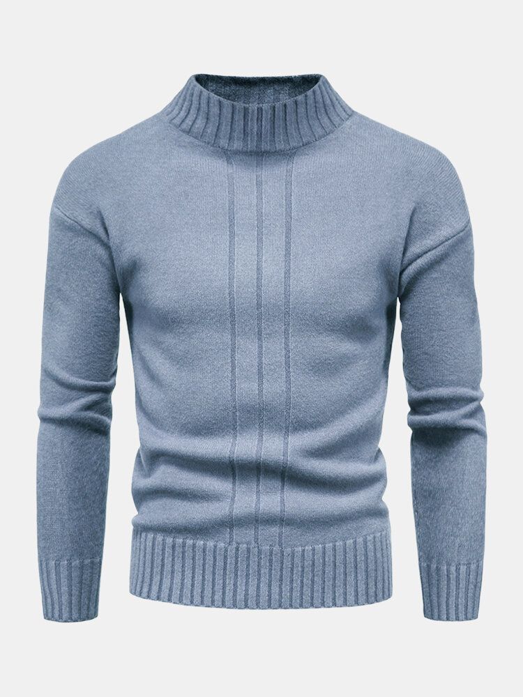 Einfarbiger Langarm-sweater Mit Stehkragen Für Herren