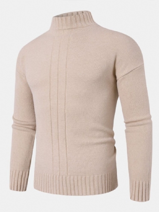 Einfarbiger Langarm-sweater Mit Stehkragen Für Herren