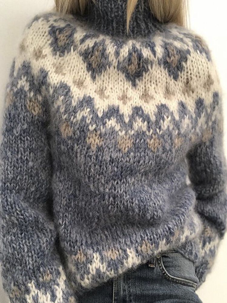 Frauen-vintage-muster-strick-raglan-hülsen-beiläufige Pullover-strickjacken