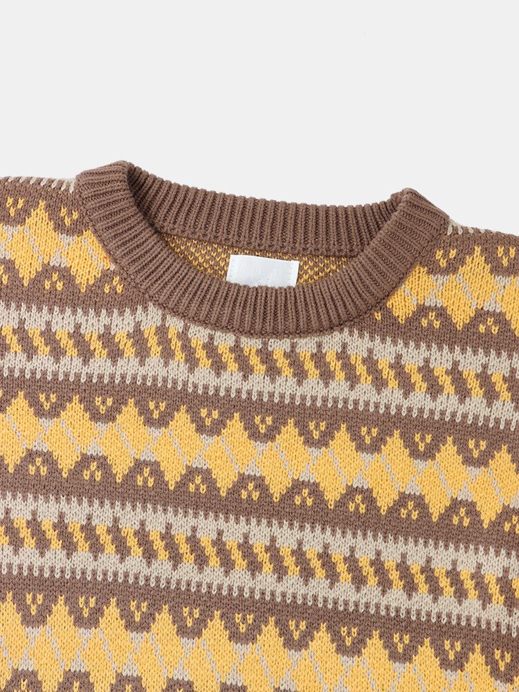 Grafik-strickpullover Für Herren Warm Mit Fallender Schulter Lässige Pullover